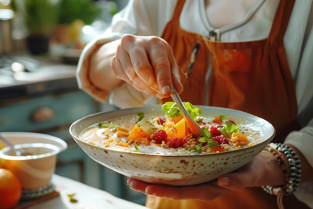 Szef kuchni przygotowujący danie